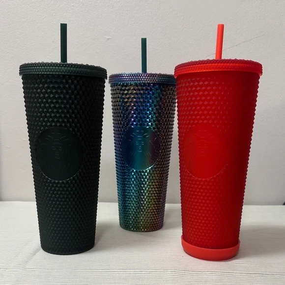 Starbucks Studded Tumbler Trio - Black, Iridescent, Orange - Picture 2 of 7